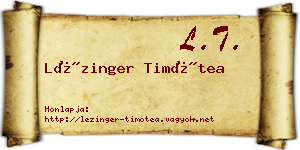 Lézinger Timótea névjegykártya